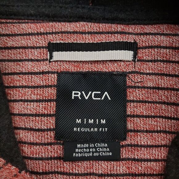 RVCA Hoodie Mens Medium Red Regular Fit Stripes Lightweight Outdoor Travel - Picture 9 of 12